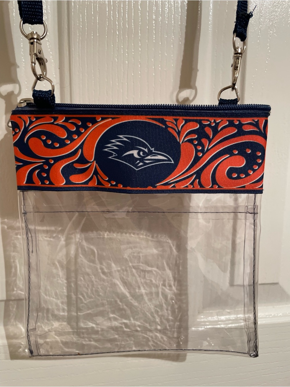 Clear Crossbody Bag with Navy and Orange Accents UTSA